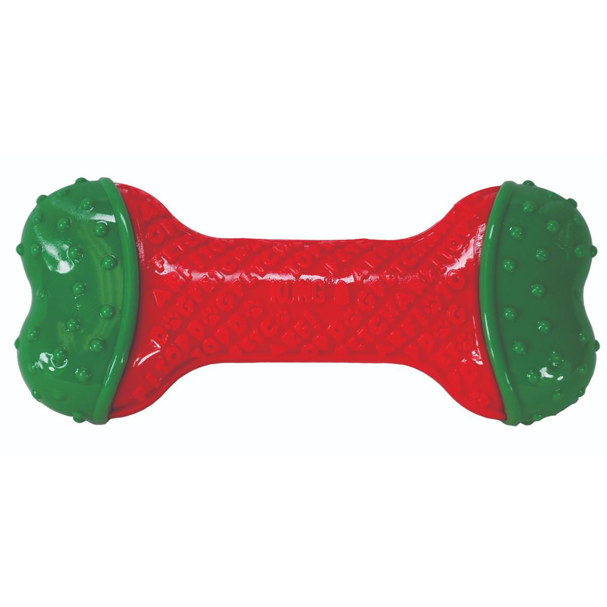 Kong Core strength dog bone for chewing. Red and green
