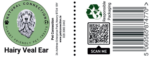 Hairy Veal Ear | Premium Quality Large Dog Chew by Natural Connection