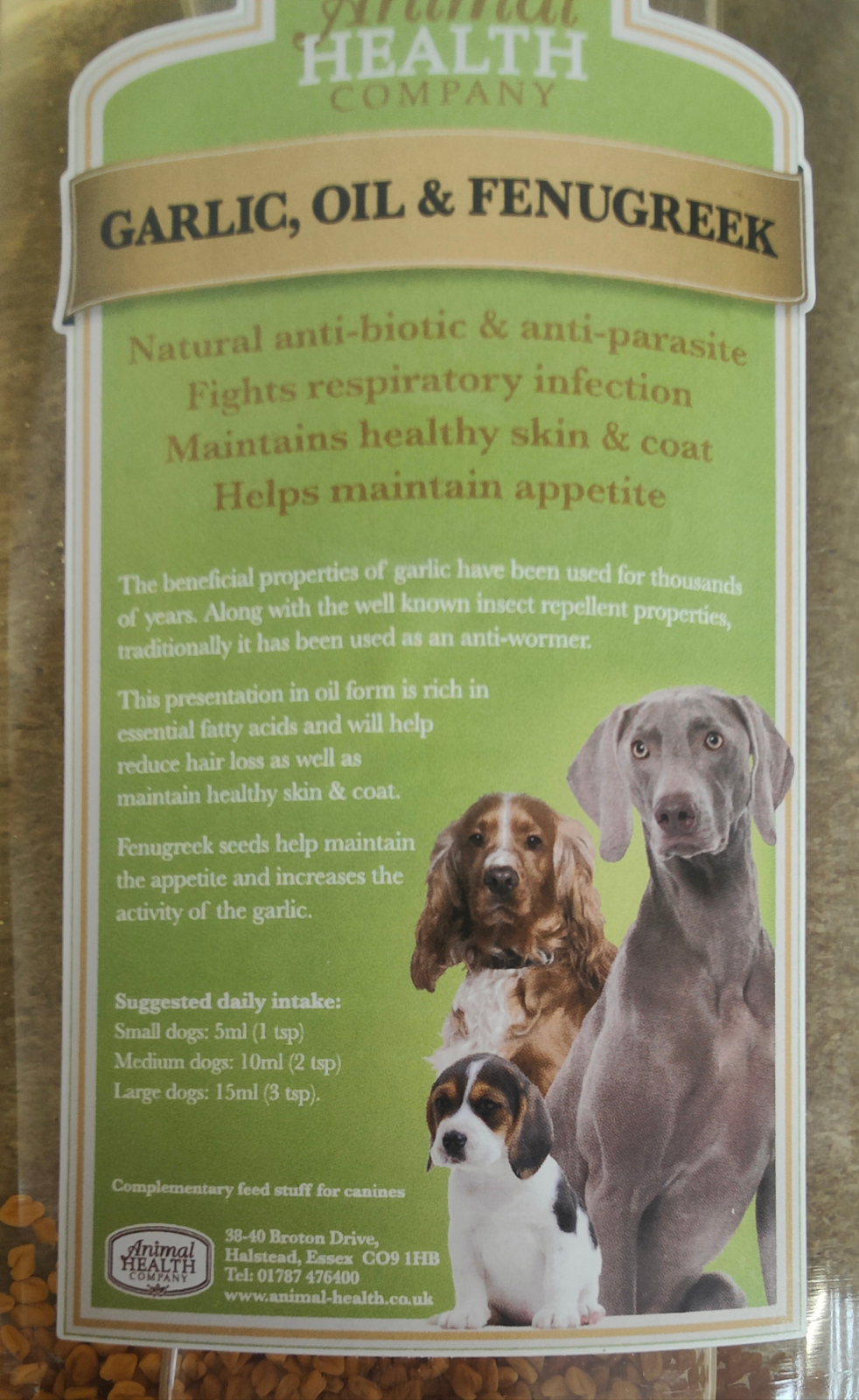 Garlic, Oil & Fenugreek | Natural Insect Repellent & Appetite Booster for Dogs by Animal Health Company