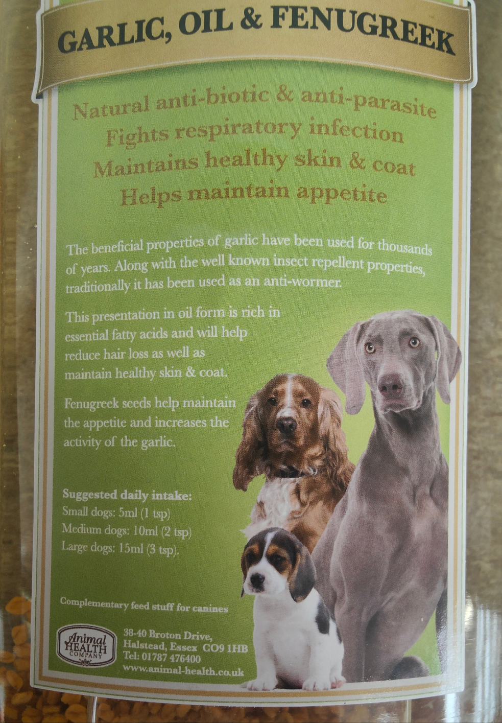 Garlic, Oil & Fenugreek | Natural Insect Repellent & Appetite Booster for Dogs by Animal Health Company