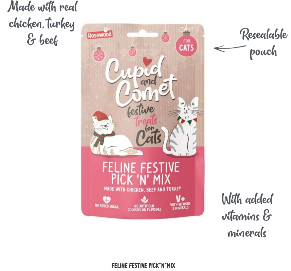 Feline Festive Pick 'n' Mix | Christmas Cat Treat Gift Box by Cupid & Comet