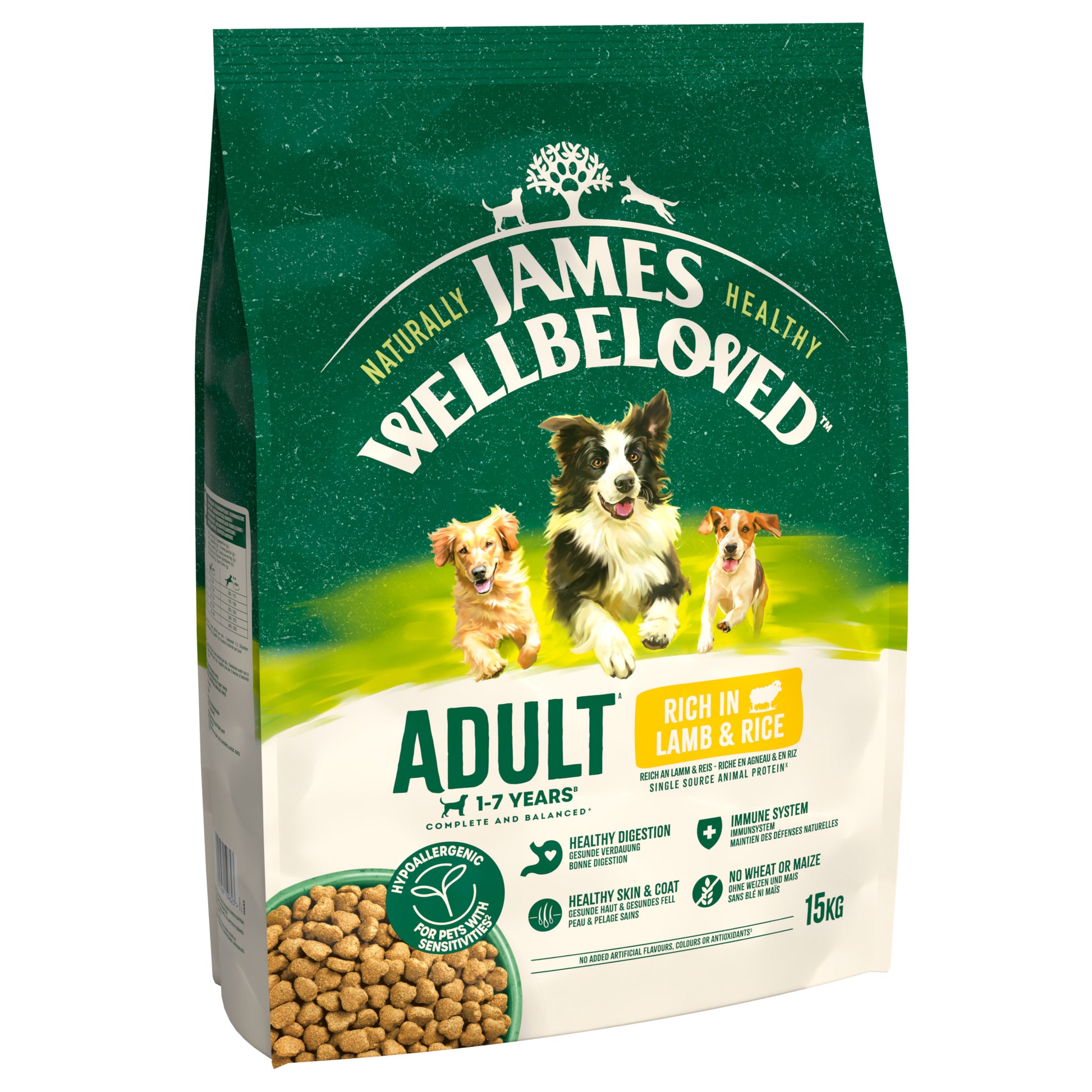 James Wellbeloved dog food package on a white background