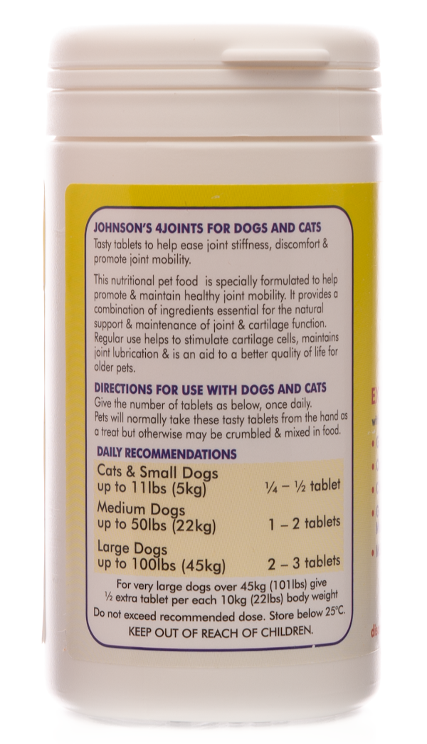 Johnson's Veterinary | Dog & Cat Joint Supplement | 4Joints Mobility Extra Strength Tablets - 30 Pack