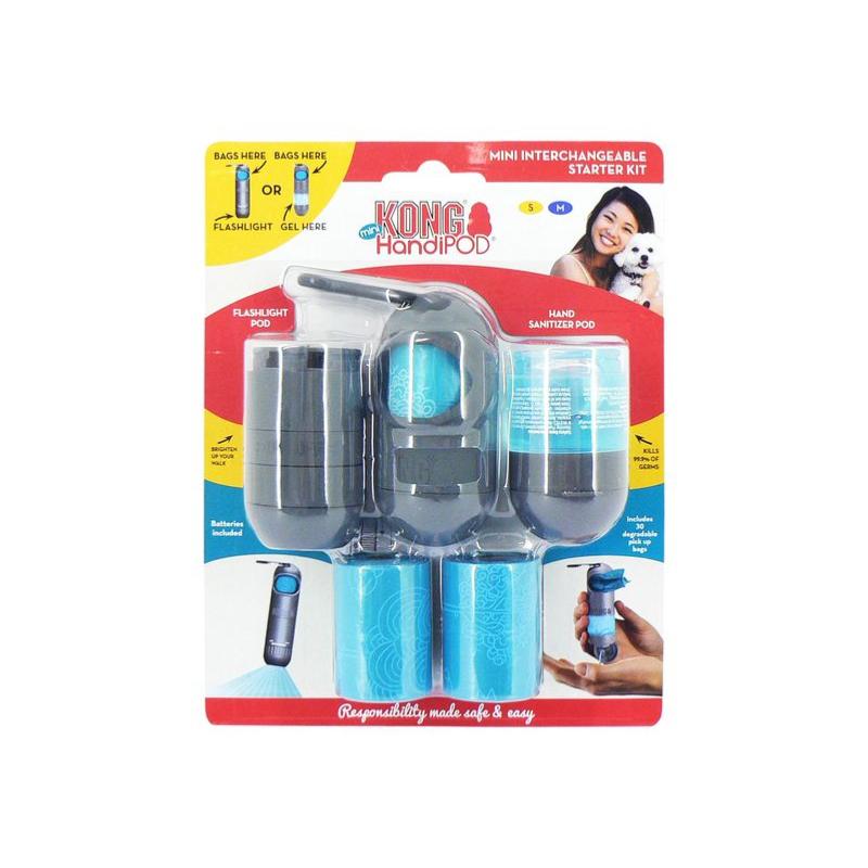 KONG | HandiPOD Mini Dog Walking Starter Kit with Poop Bags, Torch & Hand Sanitiser