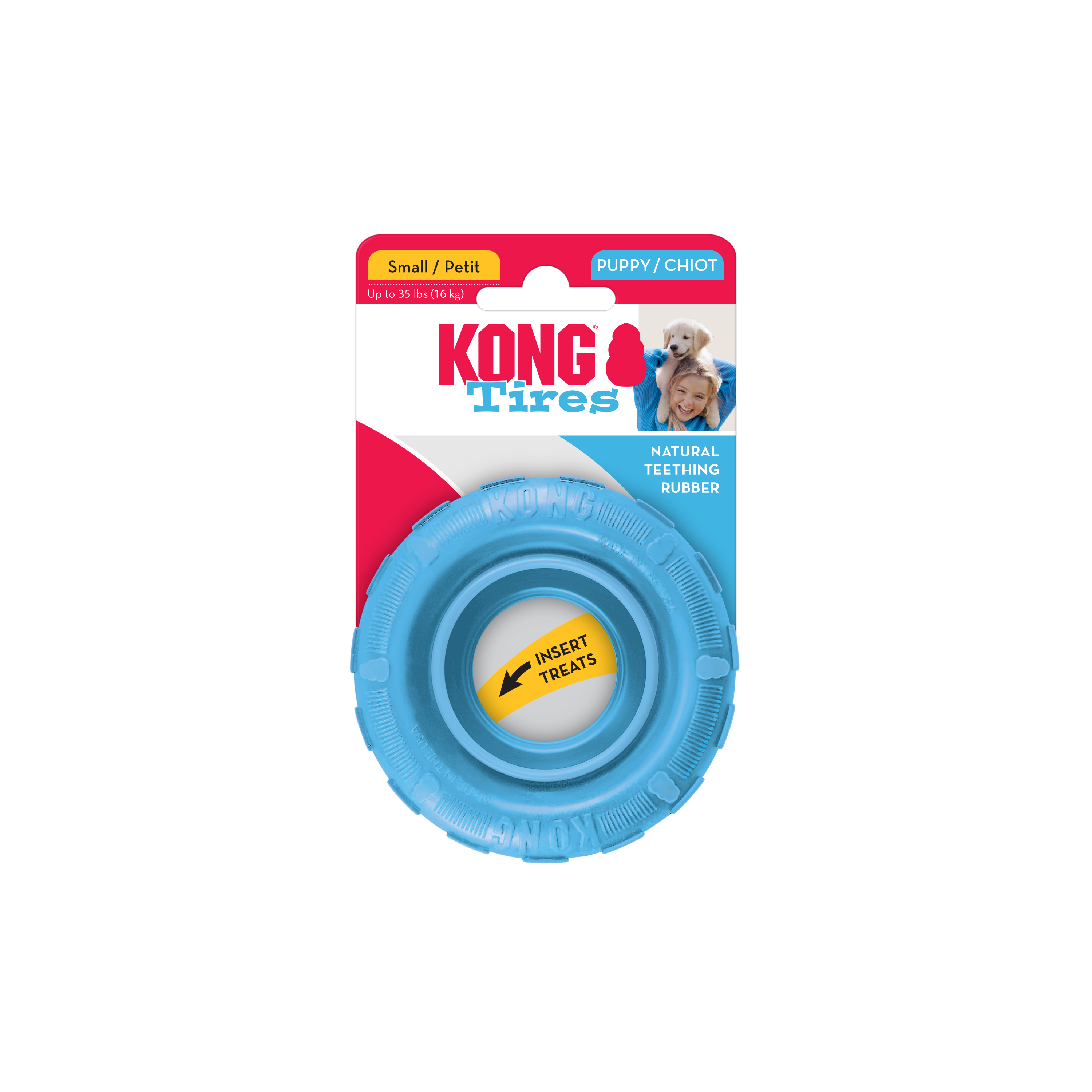 KONG Puppy Binkie Small – Soft Rubber Teething Chew Toy, Treat Dispensing, Soothing Gums (Choose Color, Model KP37)