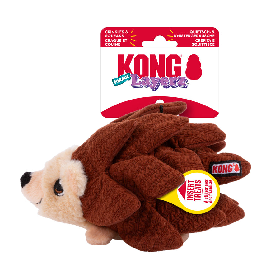 KONG | Forage Layers Crinkle & Squeak Hedgehog | Dog Toy | Interactive Play