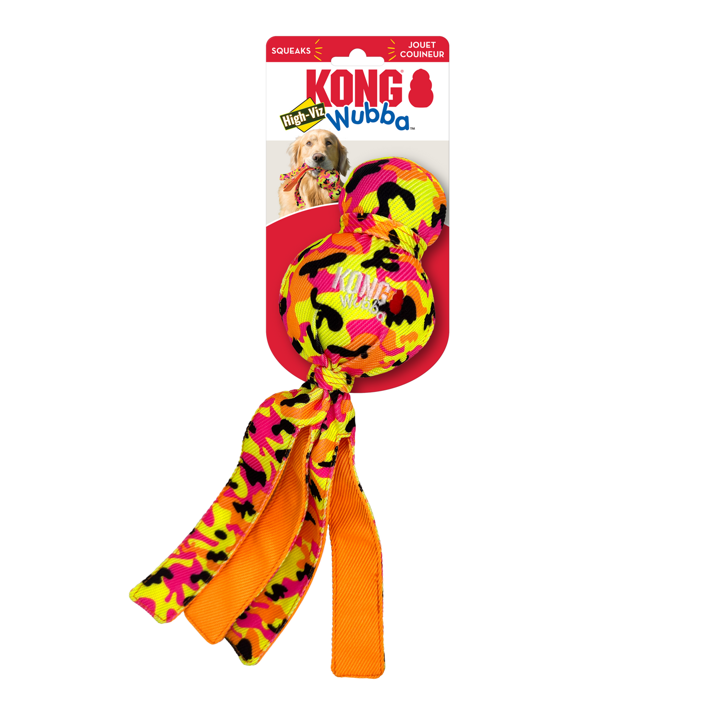 KONG | High‑Viz Ballistic Wubba | Durable Dog Tug & Fetch Dog Toy