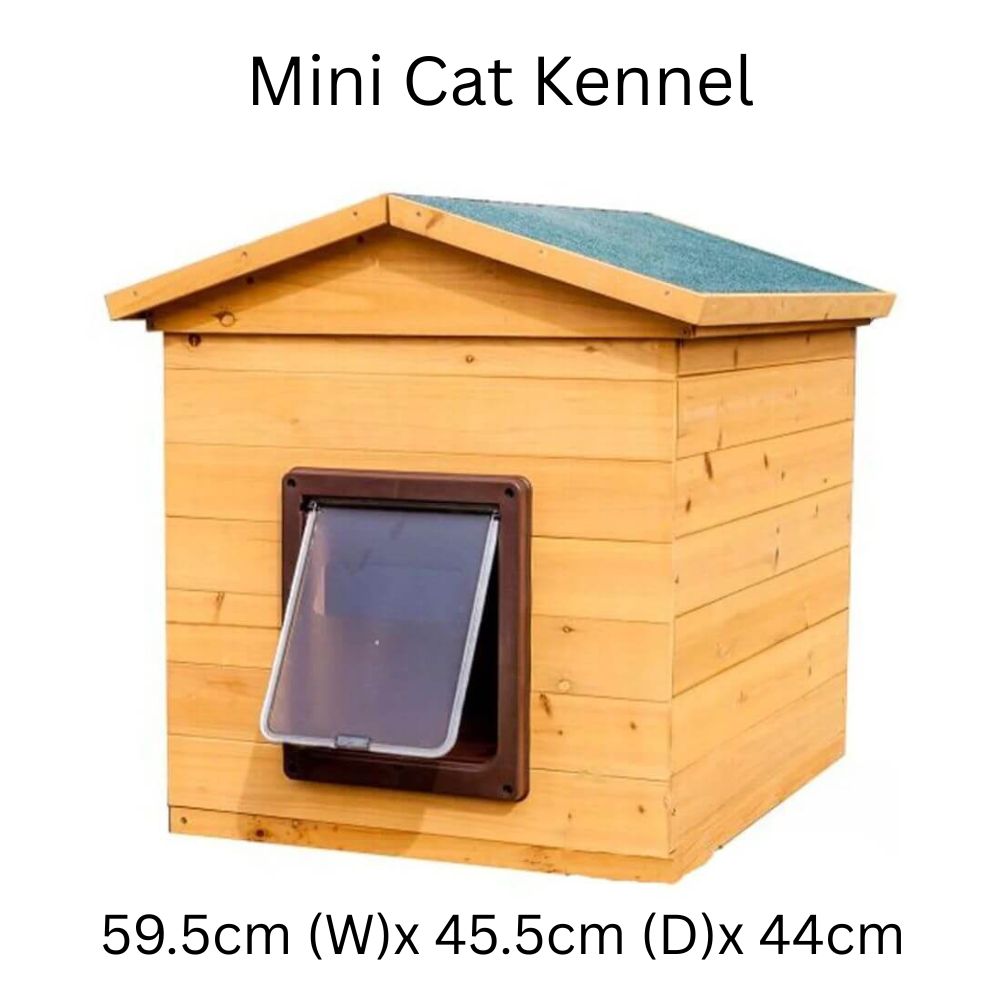 Wooden Cat Kennel | Flatpack | Cosy Outdoor Shelter with Flap