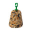 Birdseed cone with a green hook on a white background