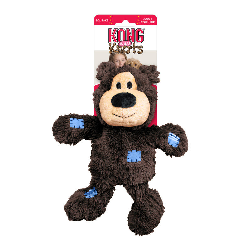 KONG Wild Knots Bear | Squeaker & Knotted Rope Dog Teddy Toy
