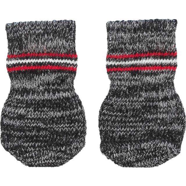 Trixie Grey Cotton Non-Slip Dog Socks | Paw Protection & Grip Socks for Slippery Floors (1 Pair)