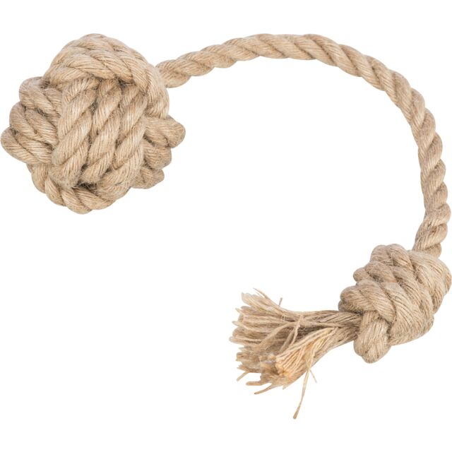 Trixie | Sports Dog Toy | Obedience Cotton & Hemp Ball with Short Rope