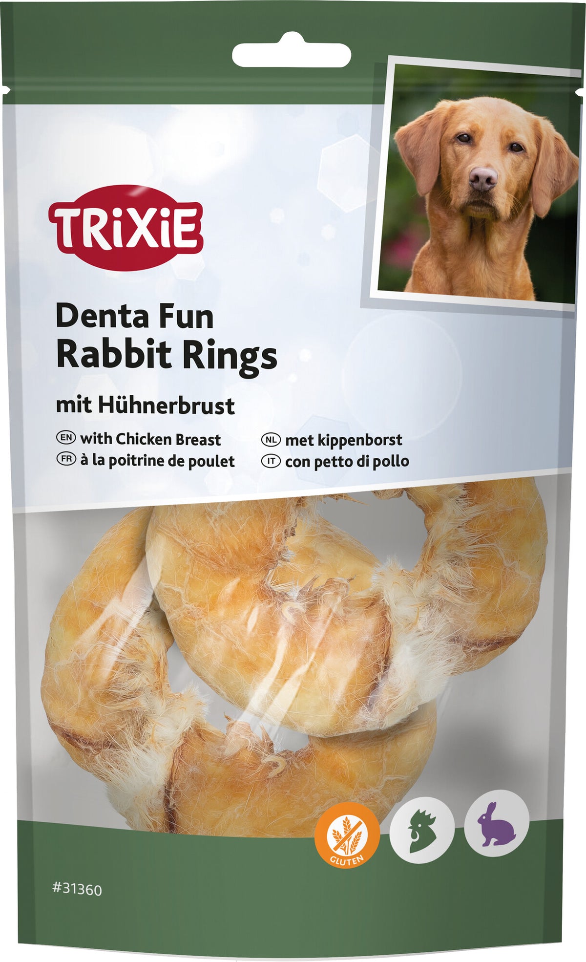 Trixie Rabbit Skin & Chicken Chewing Rings | 100g Dog Treats