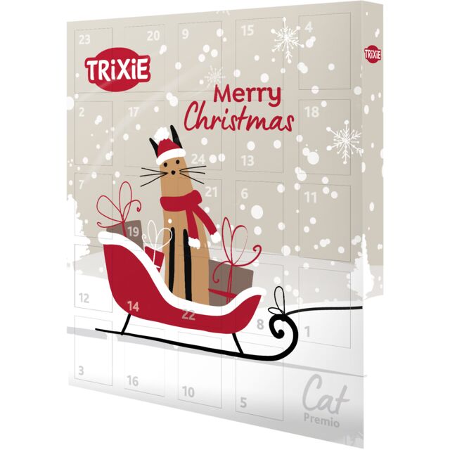 Trixie Christmas advent calendar with a cat design on a beige background