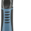 Pet grooming dog comb with black and blue handle on a white background