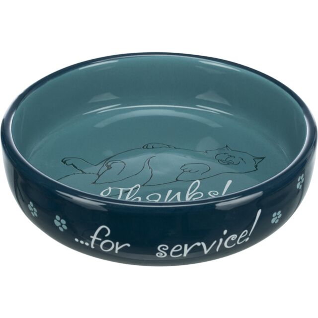 Trixie "Thanks for Service" Shallow Ceramic Dog & Cat Food & Water Bowl - 300ml