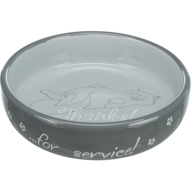 Trixie "Thanks for Service" Shallow Ceramic Dog & Cat Food & Water Bowl - 300ml