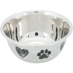 Trixie Stainless Steel Non Slip Pet Bowl Hearts & Paws Small 0.5 Litre