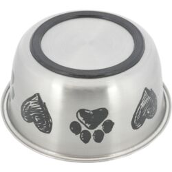 Trixie Stainless Steel Non Slip Pet Bowl Hearts & Paws Small 0.5 Litre