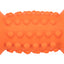 Orange dog toy with a face design on a white background
