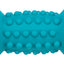 Blue dog toy with a smiling face on a white background