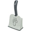 Cat litter scoop in a holder, with a paw print design on a white background