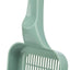 Light green cat litter scoop on a white background