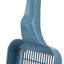 Blue plastic cat litter scoop on a white background