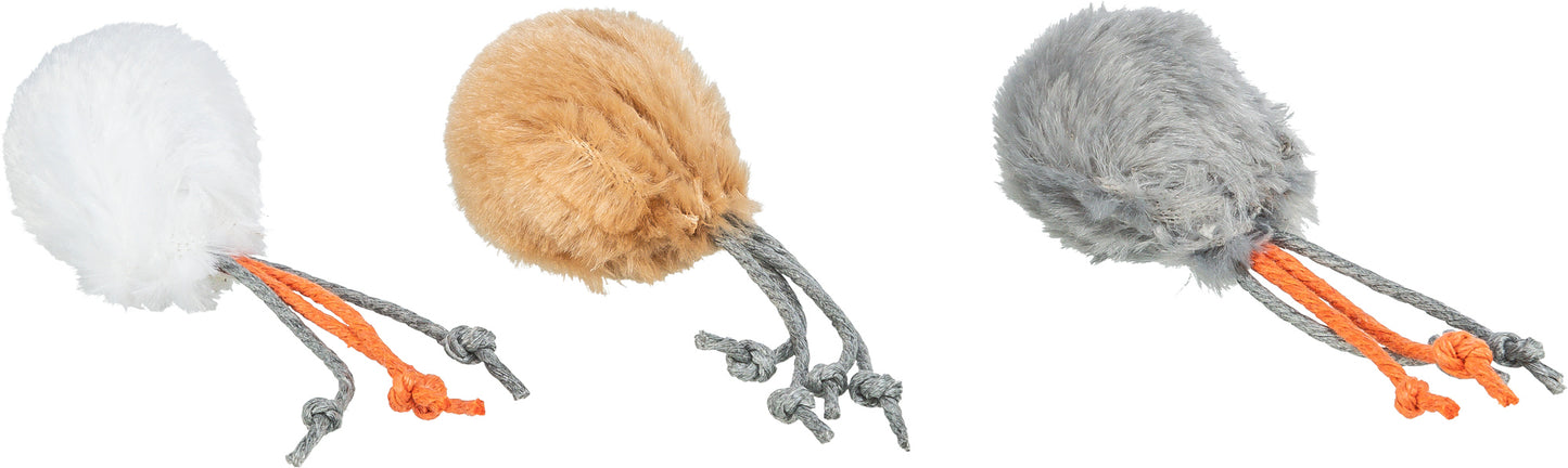 Trixie | Plush Cat Ball with Ribbons & Bell | 4cm | Soft Cat Toy (Assorted Colours)