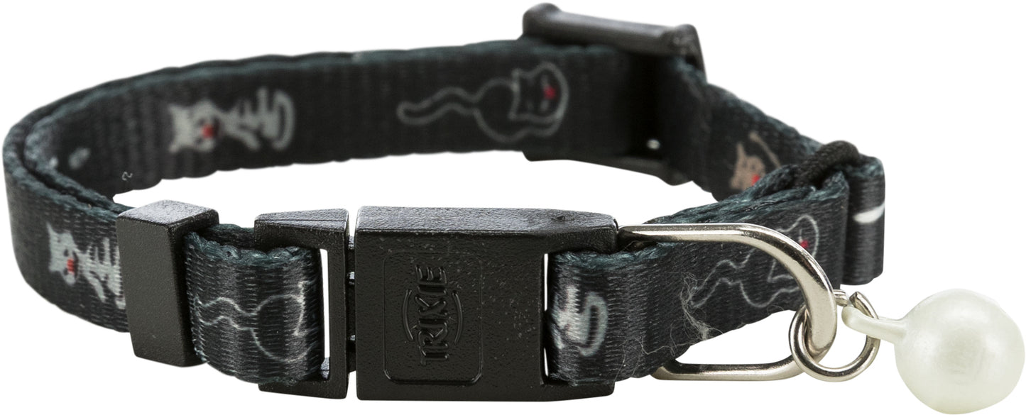 Cat collar with black and white pattern on a white background