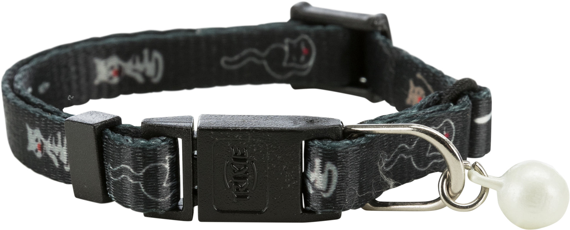 Cat collar with black and white pattern on a white background