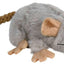 Plush catnip cat toy mouse with a rope tail on a white background