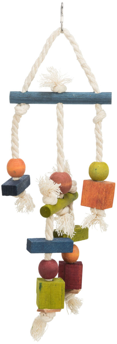 Trixie Wooden, Rope & Leather Colourful Bird Activity Toy