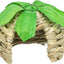 Grass pet house with green leaves on a white background