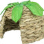 Woven house with green leaves on a white background