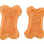 Two bone-shaped dog treats on a white background