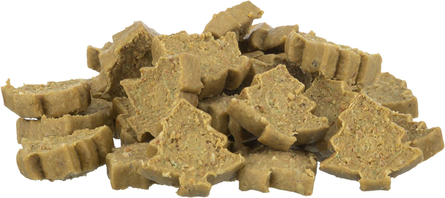 Star-shaped dog treats on a white background