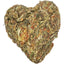Heart-shaped bundle of dried herbs on a white background