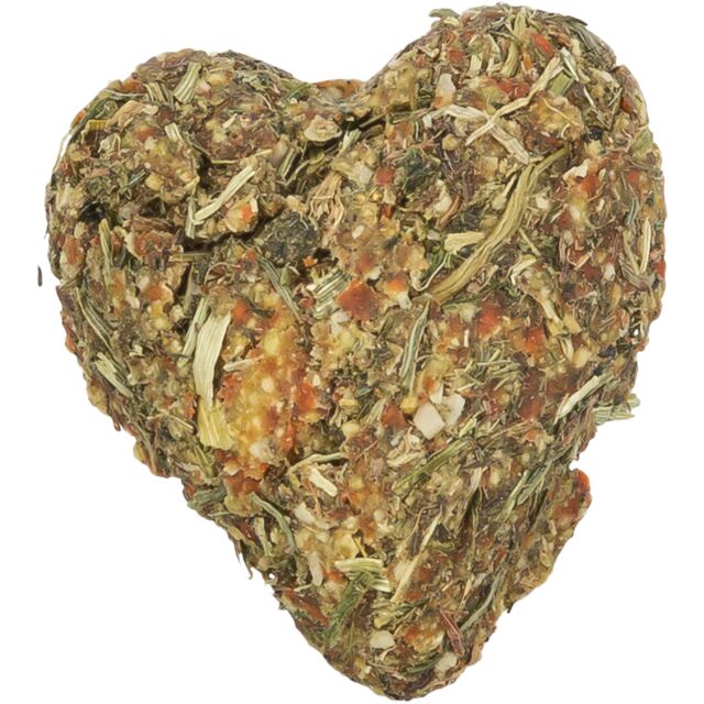 Heart-shaped bundle of dried herbs on a white background