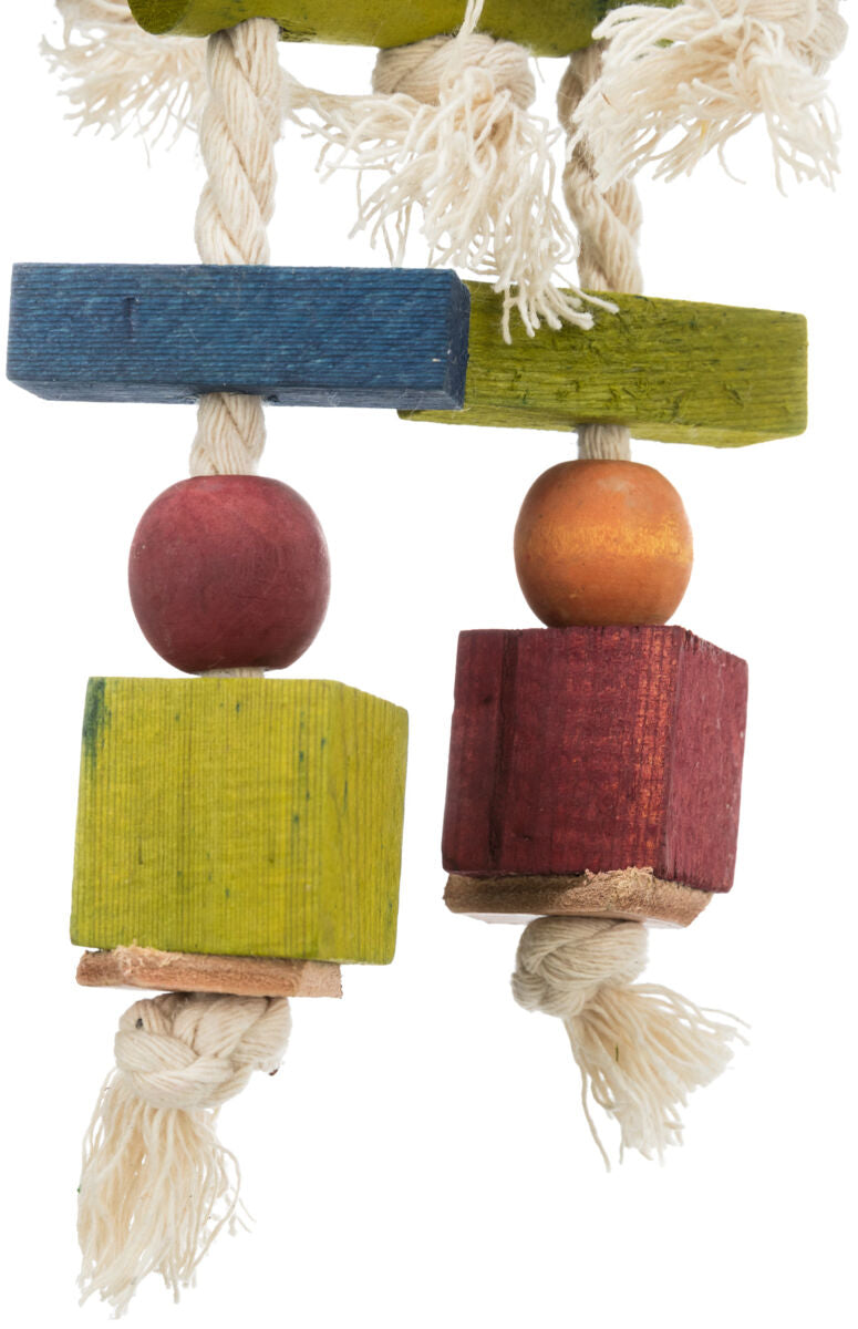 Trixie Wooden, Rope & Leather Colourful Bird Activity Toy