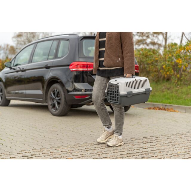 Trixie | Small Pet, Puppy & Kitten Transport Box | XS Capri 1 - Dark Grey & Light Grey