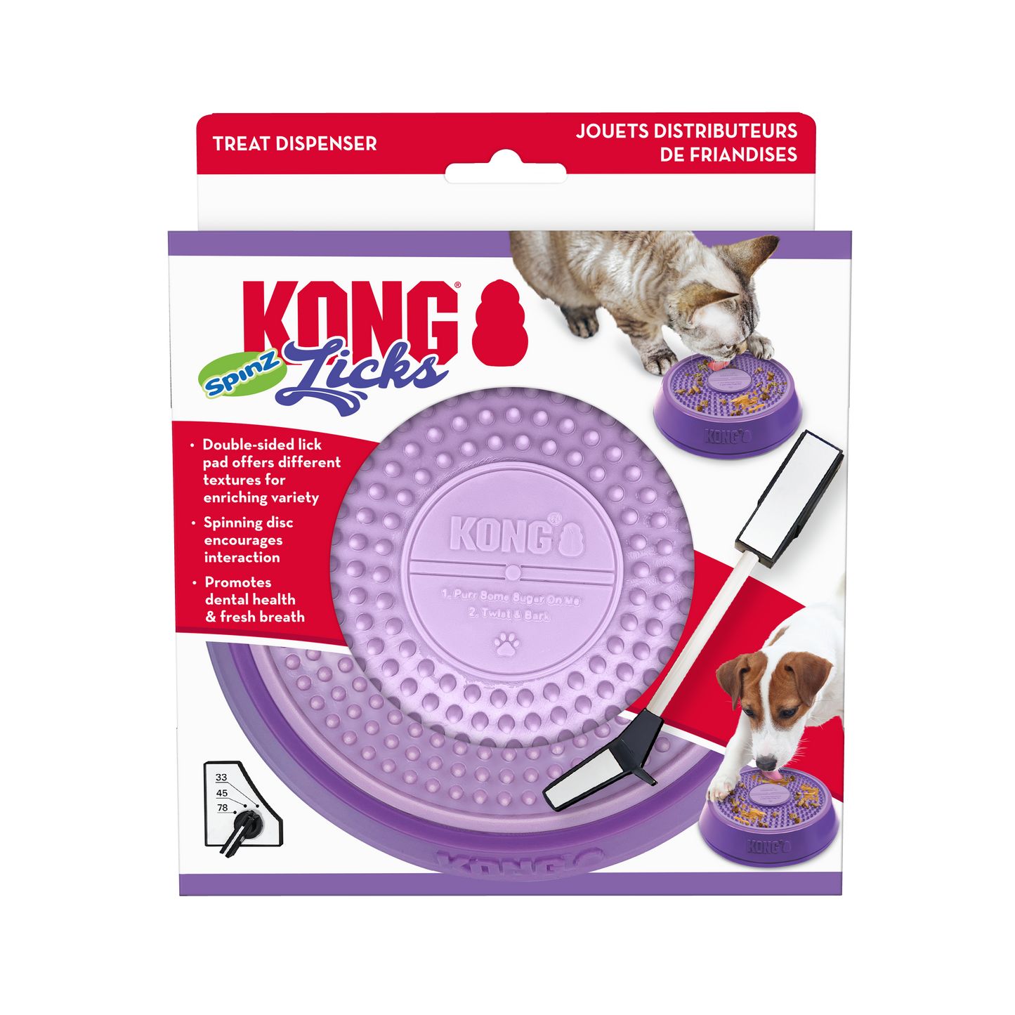 KONG Licks Spinz Bowl | Enrichment Food Puzzle Toy for Dogs & Cats