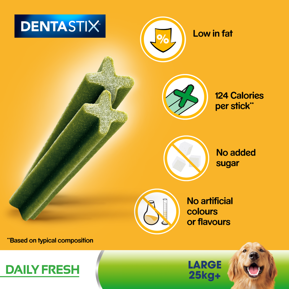 Pedigree | Chewy Treat | Dentastix Fresh Daily Oral Care - Large