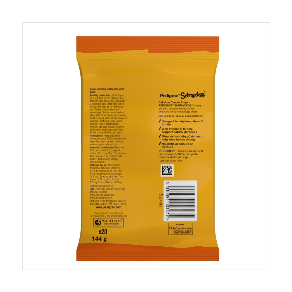 Pedigree Schmackos Fish Dog Treat Strips (20 Pack)