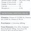 Nutritional label with constituent details and additives per kg