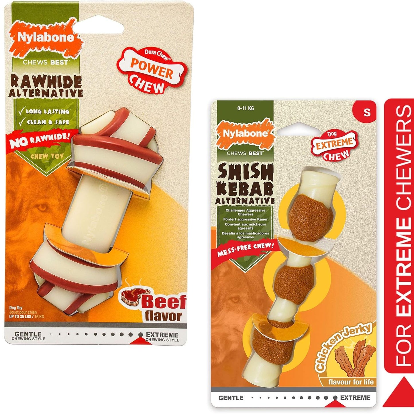 Nylabone Extreme Chew Specialty Shapes | Shish Kebab & Knot Bone