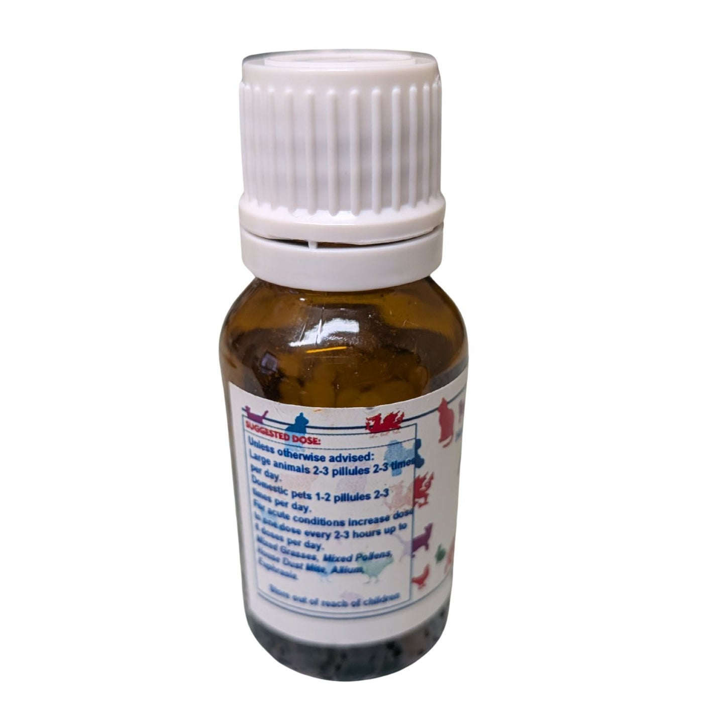 Small brown bottle with a white cap on a white background