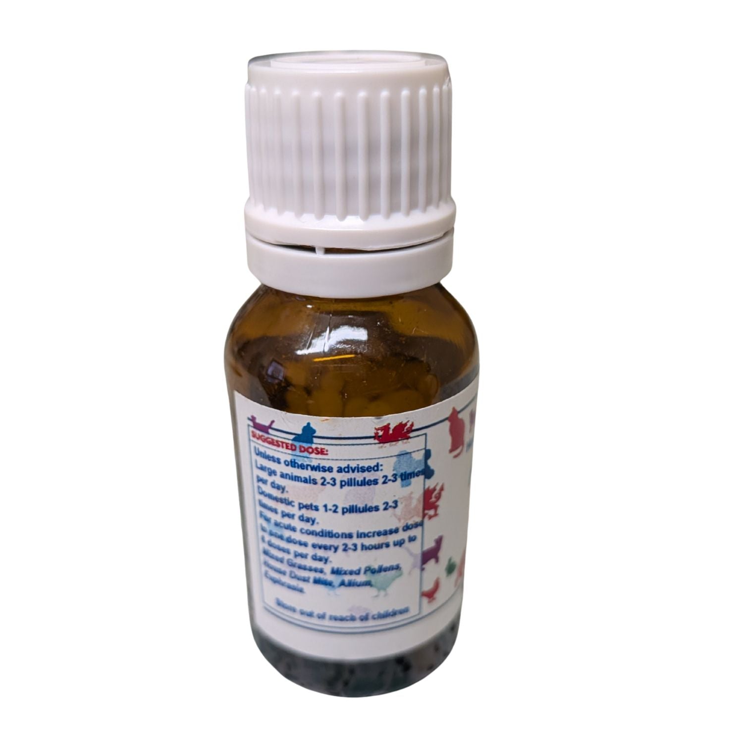 Small brown bottle with a white cap on a white background