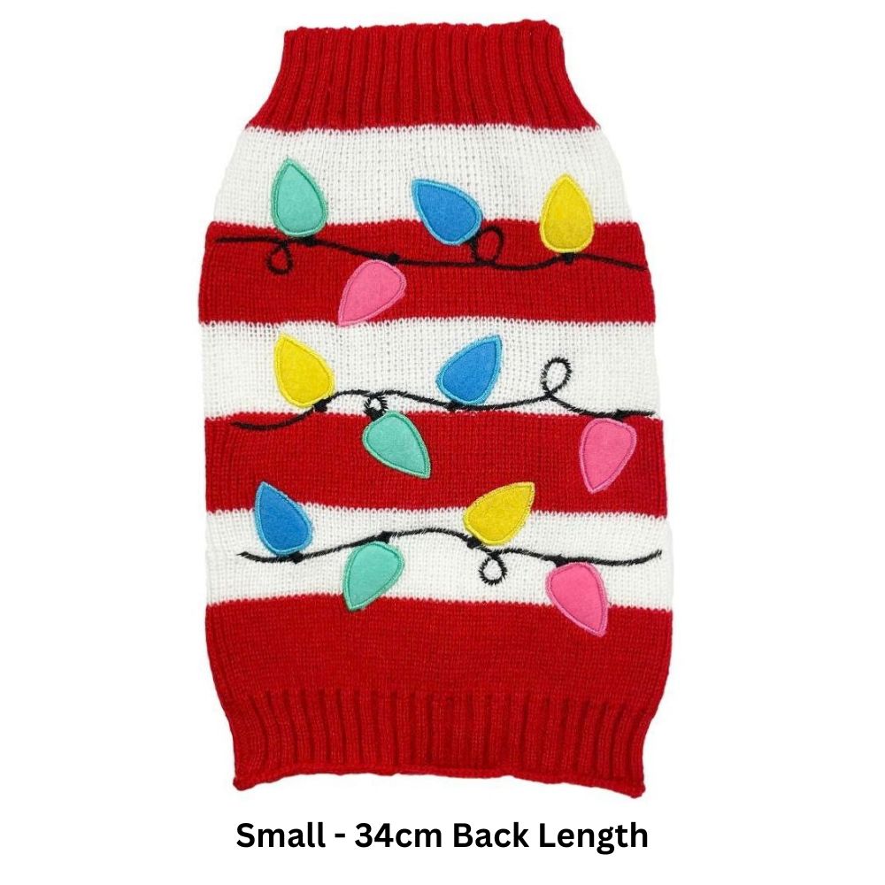 Happy Pet Cosy Knit Christmas Lights Dog Sweater | S & M