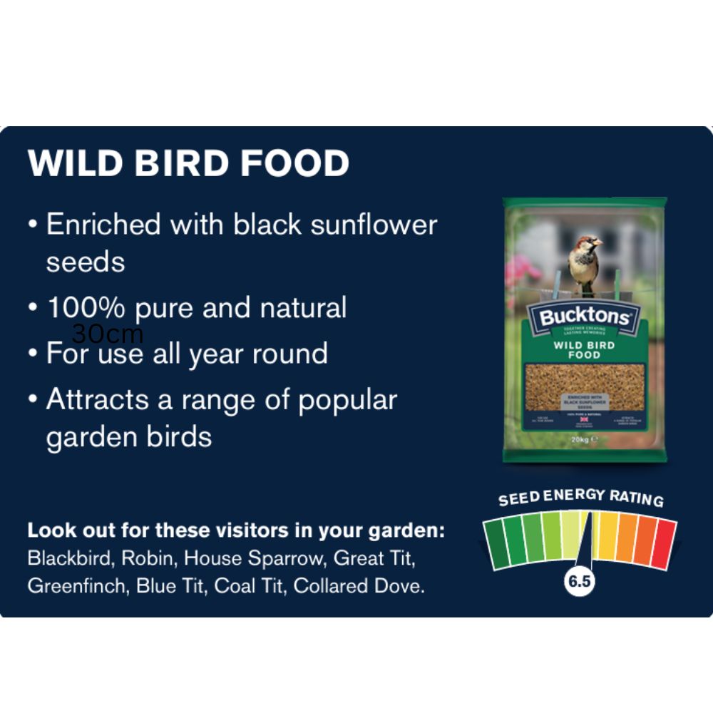 Bucktons Wild Bird Food 20kg – High‑Energy All‑Season Seed Mix for Garden Birds (UK & Ireland)
